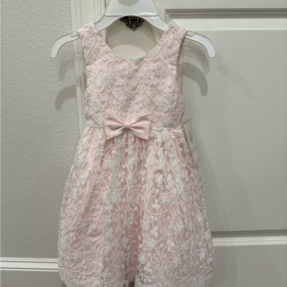 New girls couture princess Pink Lace Kids Formal Dress